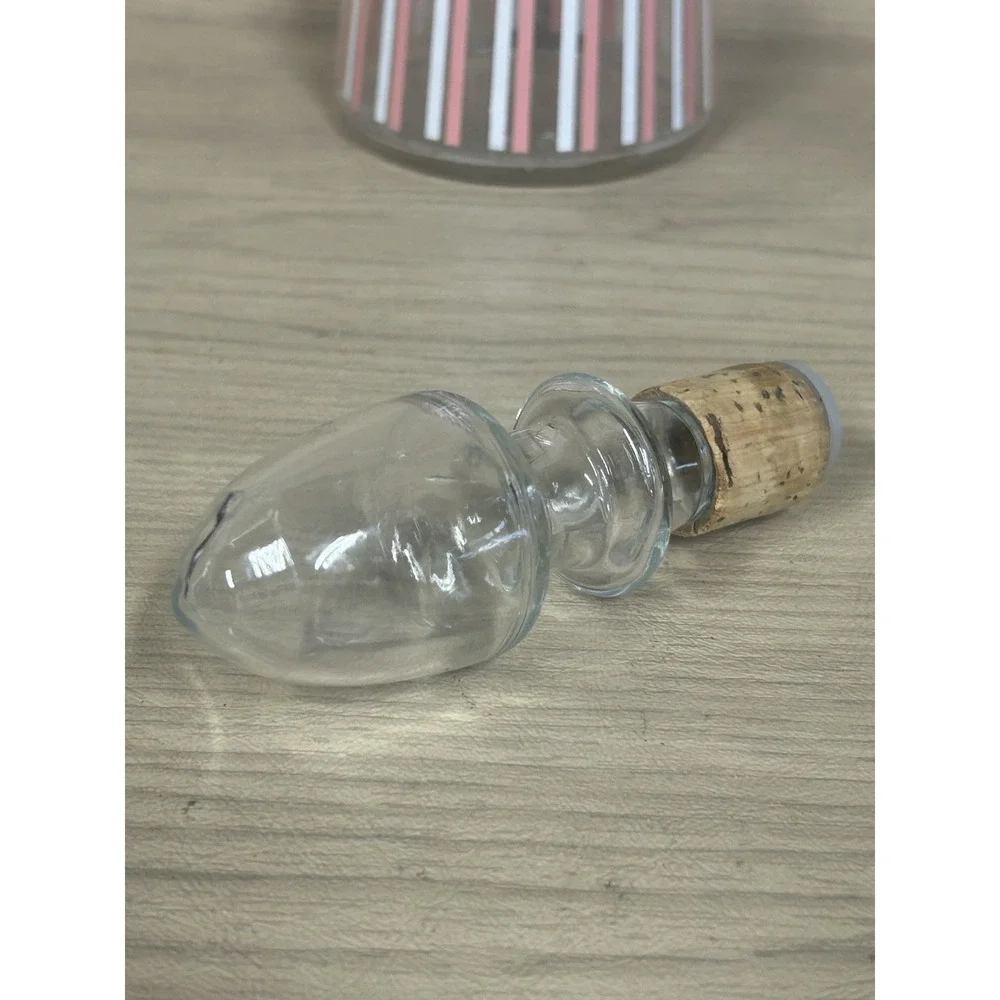 Old Kentucky Tavern Decanter & Stopper Whiskey Pink Striped Bottle 1950's